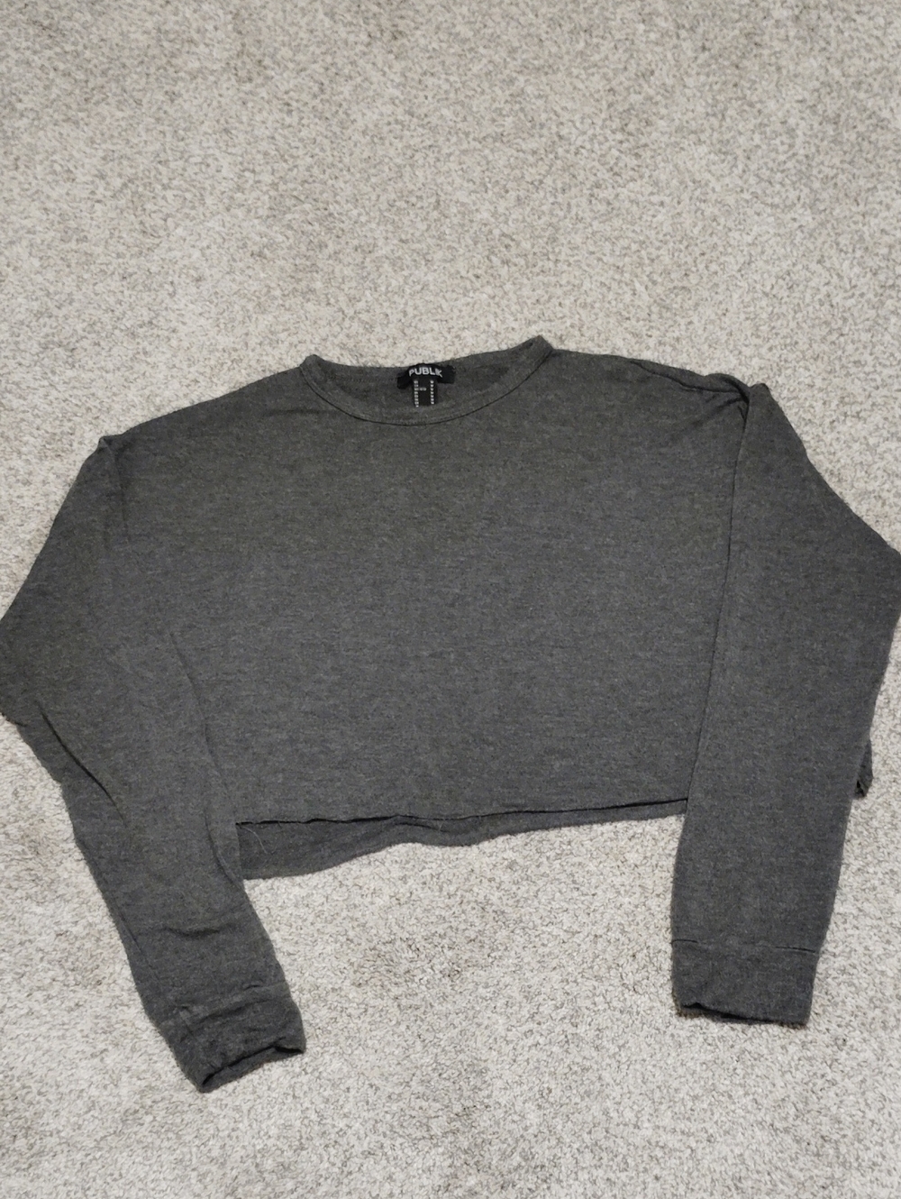 PUBLX Charcoal Cropped Crewneck Sweatshirt
